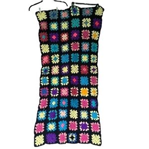 Afghan Crochet Granny Square Blanket Throw Quilt Cabin Vibes